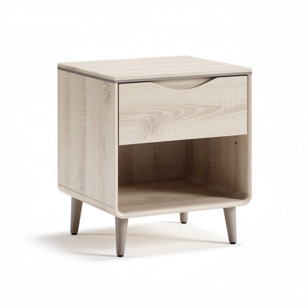 nachtkastje van melamine met lade en open opslagruimte 45 x 40 x 55cm