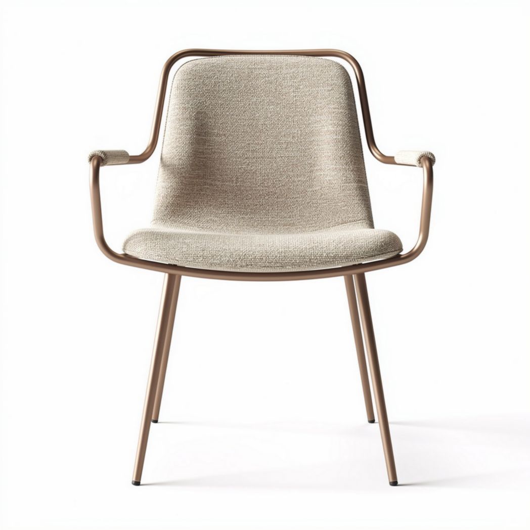 Eetkamerstoel met beige stof en metalen frame 50 x 55 x 75cm