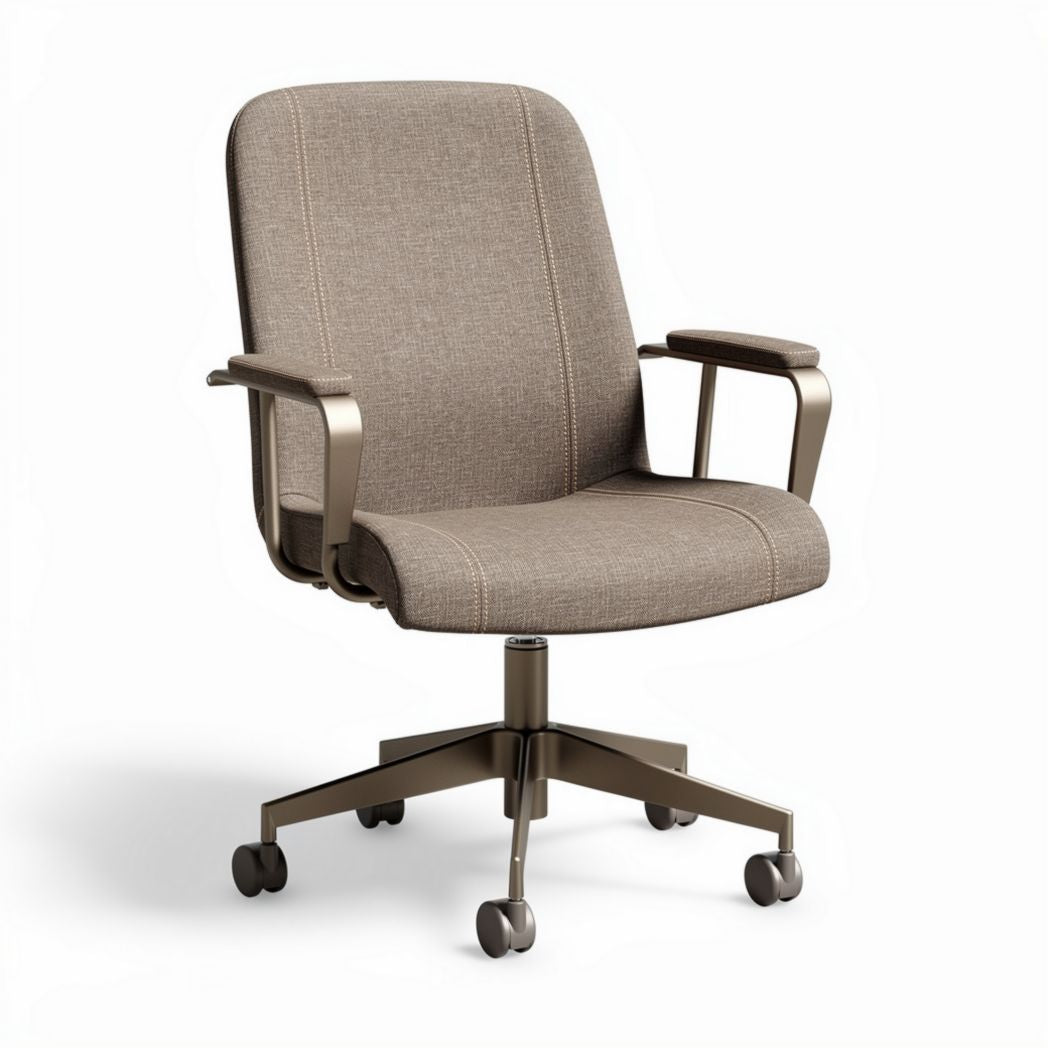 Bureau stoel met armleuningen van stof in bruin 60 x 60 x 95cm