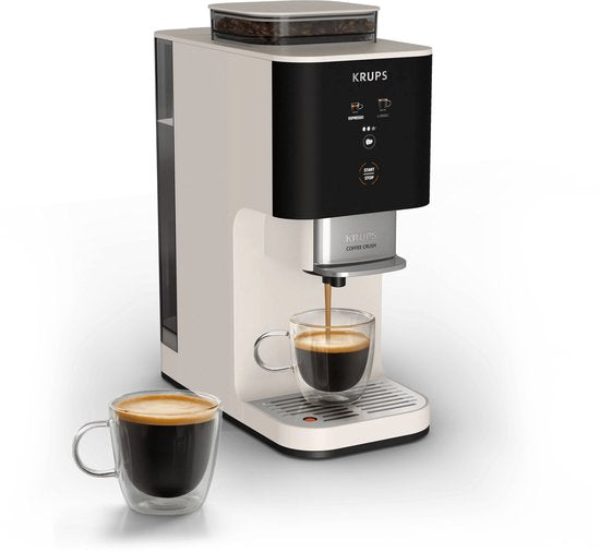 Krups Coffee Crush SA4001 - Automatische koffiemachine - Ivory - Compact 15 cm breed - Geschikt voor bonen en gemalen koffie