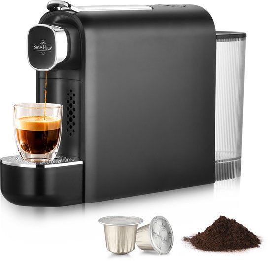 Swiss Haus® NES23 Koffiecupmachine - Geschikt voor Nespresso - 1400W – Snelle Opwarming 40 sec - 20 Bar Pomp – 600ml Watertank – Compact Gebruiksvriendelijk – Zwart