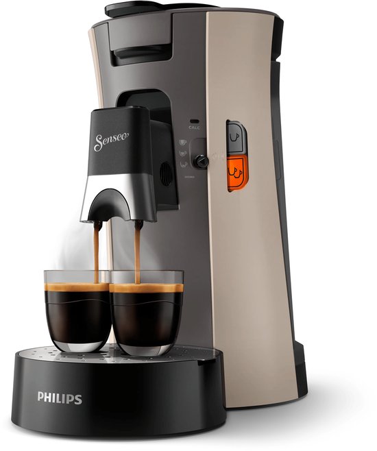 Philips Senseo Select Koffiepadmachine CSA240/30 - Keuze uit 1 of 2 Kopjes - Instelbare Intensiteit - Automatische Uitschakeling - Nougat en Kasjmiergrijs(Nougat, Kasjmiergrijs)