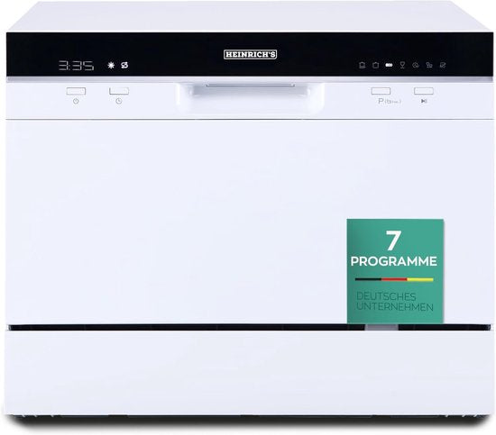 Heinrich's HTG 8840 mini vaatwasser - 7 programma's - gebruik slechts 6,5 liter per cyclus - wit(wit)