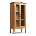 Houten vitrinekast met glazen deuren 80 x 40 x 180cm naturel eikenhout