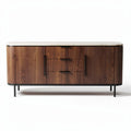 tv-meubel van hout met 3 lades en marmeren bovenblad 150 x 45 x 70cm