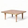 Salontafel van hout met metalen rand in vierkant formaat 120 x 120 x 40cm