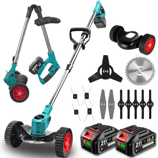 Yofidra Elektrische Bosmaaier - 4-in-1 Kantenmaaier - Accu Grastrimmer - Opvouwbaar - Draadloos  Elektrisch Grasmaaier - Incl. 2 Accu ‘s - voor gazon, struiken en onkruid