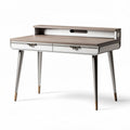 Het bureau met opbergruimte van hout in wit en grijs 120 x 60 x 75cm