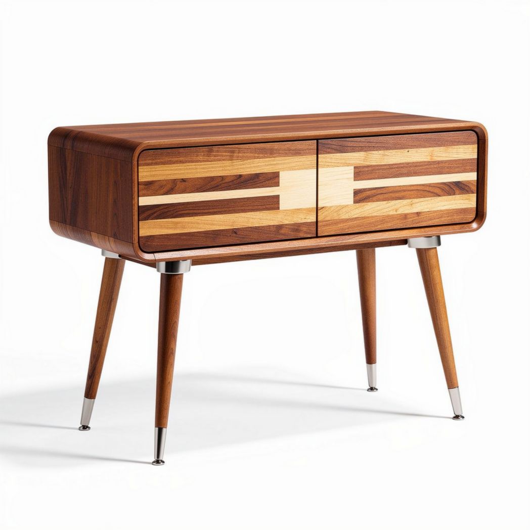 Houten tv-meubel met lades en metalen poten 90 x 40 x 75cm