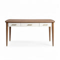 Houten bureau met drie lades 120 x 60 x 75 cm in wit en natuurlijk hout