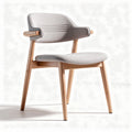 Houten stoel met stoffen zitting en rugleuning beige 70 x 60 x 80cm