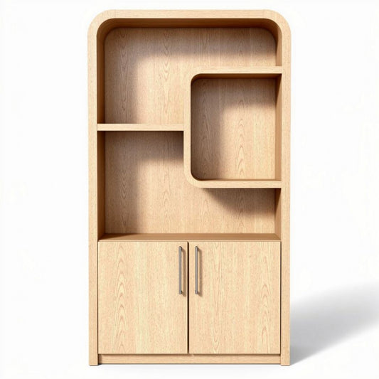 Houten boekenkast met opbergvakken en deuren 80 x 40 x 180cm