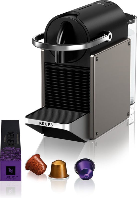 Krups Nespresso Pixie XN306T - Koffiecupmachine - Titan - Compact(Zwart， Titanium)