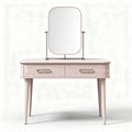 Make-up tafel met spiegelframe in lichtroze hout 90 x 40 x 75cm