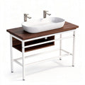 Wastafelmeubel met houten blad en wit keramisch waskom 80 x 40 x 85cm