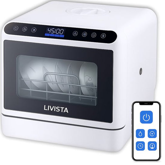 Livista Mini Vaatwasser incl. APP - Vaatwasser - Vaatwasser Vrijstaand - Afwasmachine - Camping Vaatwasser - Wit(Wit)