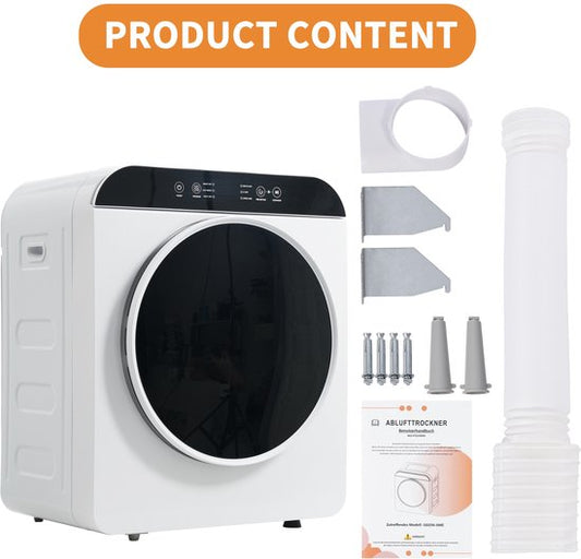 Merkloos / Sans marque Re-purelife® wasdroger compact met 6 programma's - droogtrommel van ABS met UV- en hoge temperatuursterilisatie - wanddroger met timer en kinderslot - modern wit 49,5 × 42 × 59,5 cm