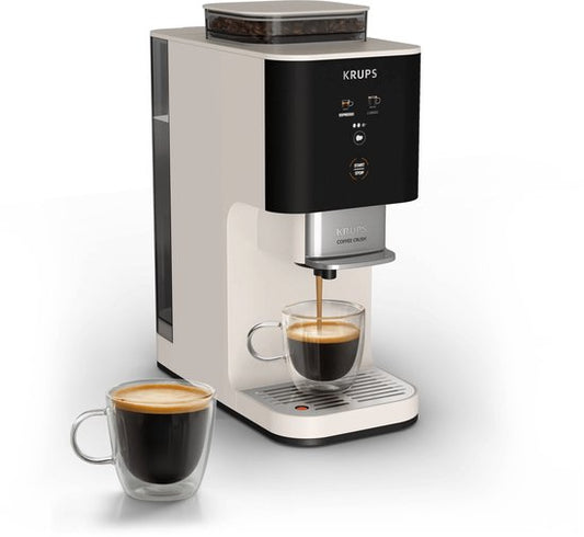Krups Coffee Crush SA4001 - Automatische koffiemachine - Ivory - Compact 15 cm breed - Geschikt voor bonen en gemalen koffie