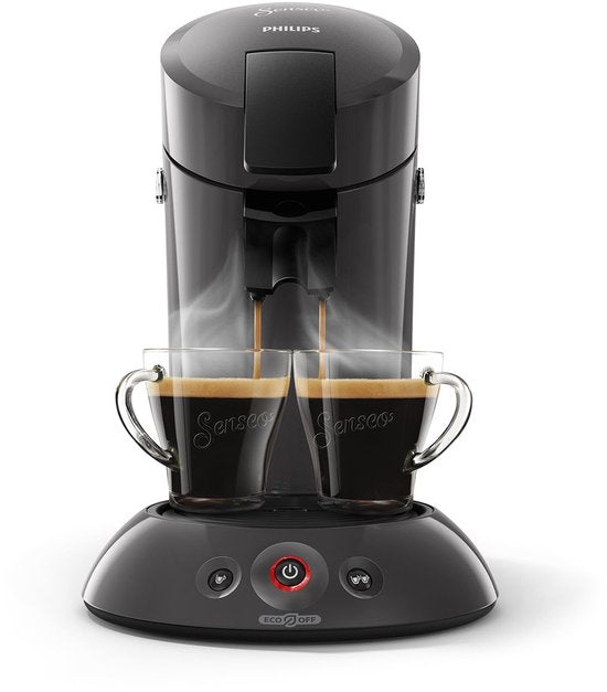 Philips Senseo Original Eco Koffiepadmachine HD6552/38 - Keuze uit 1 of 2 Kopjes - Automatische Uitschakeling - Duurzame Materialen - Kasjmiergrijs(Donker grijs)