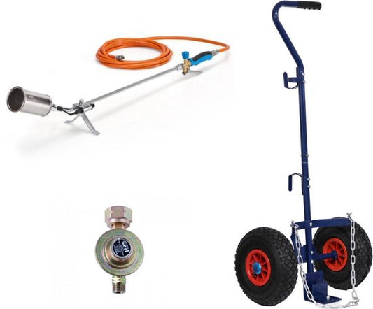 CFH Complete set PZ6500 onkruidbrander + Piezo ontsteking + DR114 regelaar + GT89 trolley