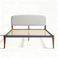 Bedframe van hout en metaal met gestoffeerde hoofdbord 200 x 150 x 100cm