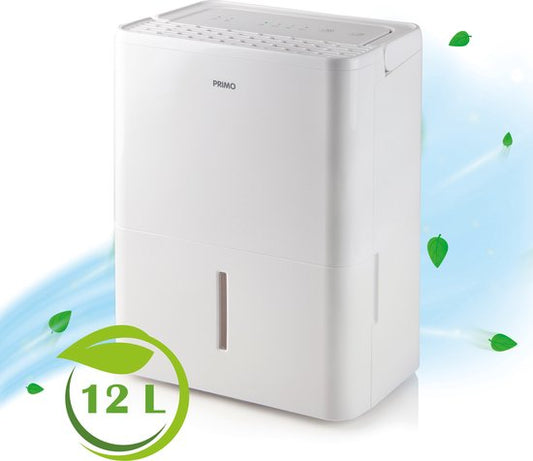 PRIMO PR578DH Luchtontvochtiger - Automatisch instelbaar - 12L/Dag - Geschikt voor Woonkamer, Slaapkamer, Badkamer  Kelder - Wit(12 l)