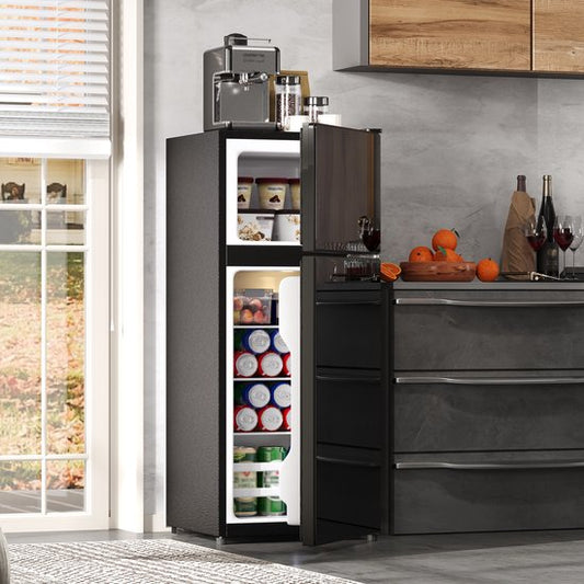 Zubaliya Mini Koelkast Met Vriesvak - 92 Liter, Glazen Deur, LED Verlichting - Stil, Energiezuinig - Voor Kantoor, Slaapkamer, Woonkamer