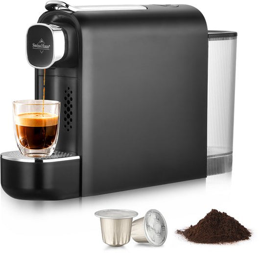 Swiss Haus® NES23 Koffiecupmachine - Geschikt voor Nespresso - 1400W – Snelle Opwarming 40 sec - 20 Bar Pomp – 600ml Watertank – Compact  Gebruiksvriendelijk – Zwart