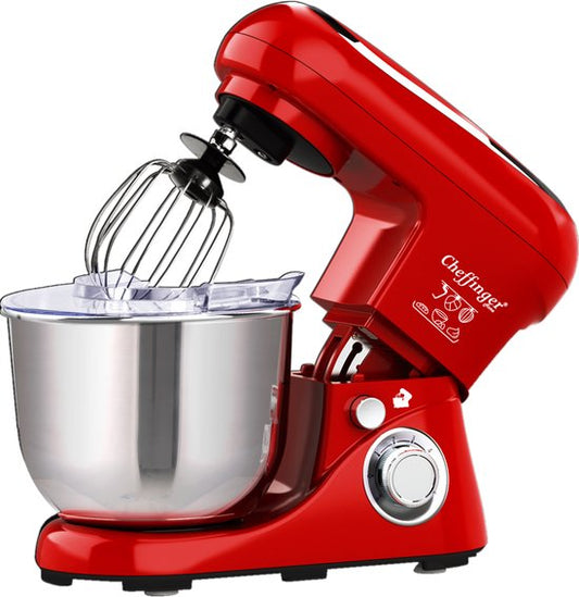Cheffinger Keukenmixer - Rood - 6.5L Mengkom - Keukenrobot - 3 Accessoires - Keukenmachine - 1600W(Rood)