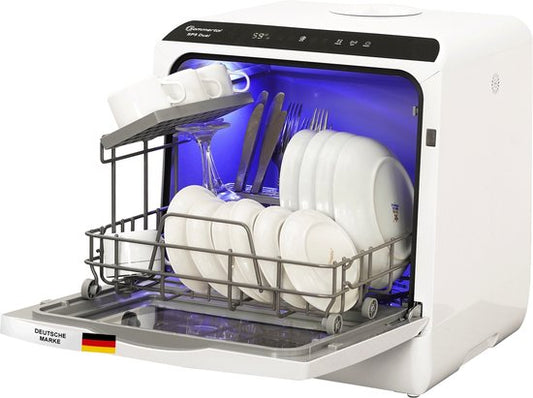 Sommertal SP5 Dual Vaatwasser - Mini Vaatwasser met 6 Wasprogramma's, 360° Reinigingsdeksel, Flexibele Watertoevoer
