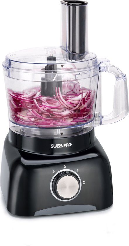 Swiss Pro+ | Krachtige SP800 Retro Foodprocessor - 1.2 Liter - 13 Delig | Inclusief accessoires | Super Black(Super Black)
