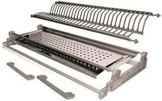 Merkloos / Sans marque Afdruiprek RVS - Keukenrek Houders - Keuken Organiseren - Verstelbaar Frame - 56 cm Kastmaat - Zilver