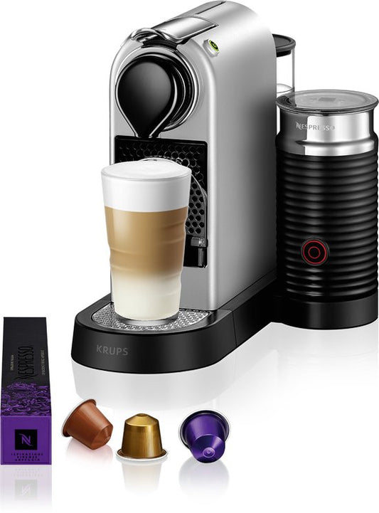 Krups Nespresso Citiz  Milk XN761B - Koffiecupmachine - Zilver - Met Melkopschuimer - Compact - Retro Design(Zilver/Losse melkopschuimer)