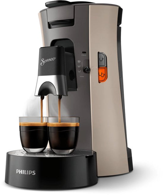 Philips Senseo Select Koffiepadmachine CSA240/30 - Keuze uit 1 of 2 Kopjes - Instelbare Intensiteit - Automatische Uitschakeling - Nougat en Kasjmiergrijs(Nougat， Kasjmiergrijs)