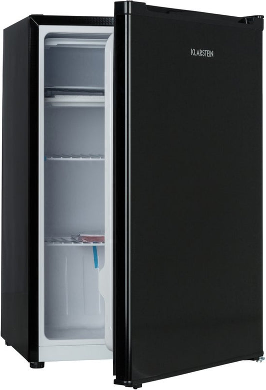 Klarstein Koelkast Delaware 75L Zwart - Mini-Koelkast met Vriesvak 4L - Compressorkoeling voor Keuken voor Kantoor - LED Schappen - Compact Koelkast Vrijstaande Koelkast Kleine Koelkast Fridge - voor Kleine Huishoudens voor Studentenkamer(Zwart)