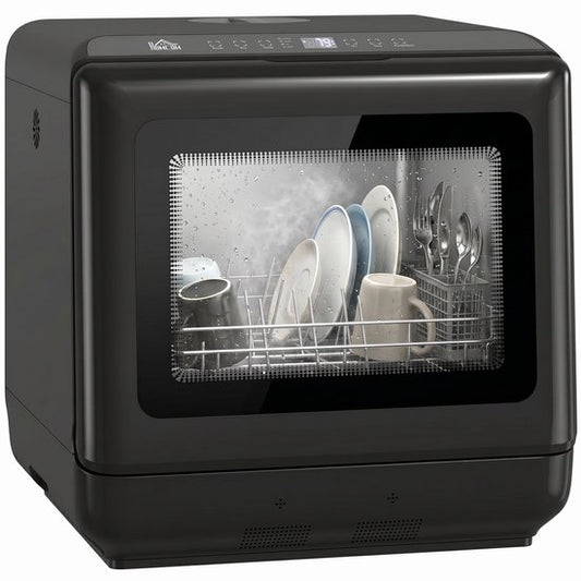 Homcom HOMCOM Vaatwasser-ABS, Gehard glas-45L x 44B x 45,8H cm-Zwart