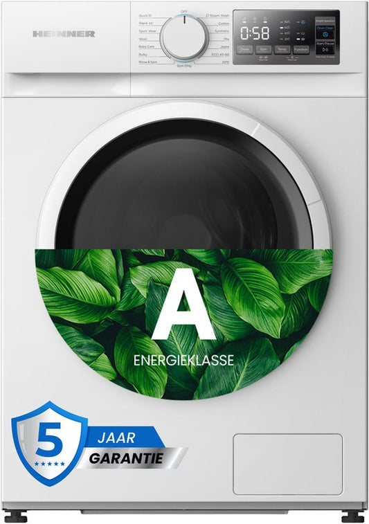 Heinner HWM-M714IVSMNA+++ Smalle Wasmachine 7 kg – 15 Programma’s Met Stoomfunctie – 1400 tpm – Energieklasse A – LED Display – Wit – 5 Jaar Garantie