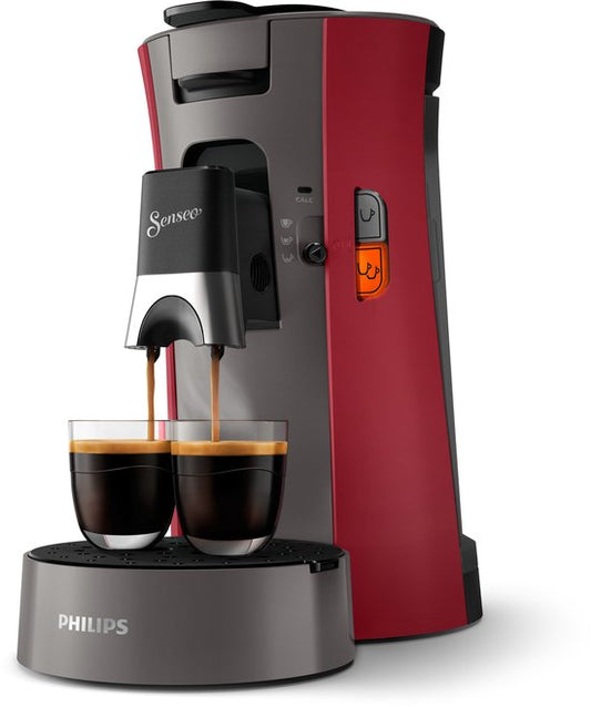 Philips Senseo Select Koffiepadmachine CSA230/90 - Keuze uit 1 of 2 Kopjes - Instelbare Intensiteit - Automatische Uitschakeling - Rood en Grijs(Rood/Grijs)