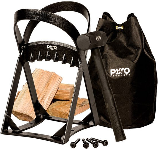 PyroProducts Houtklover Gietijzer Ø24 cm - Incl. Hamer  Opbergtas - Voor Openhaard  Houtkachel